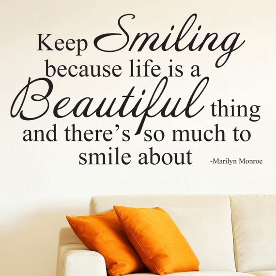 Keep Smiling Wall Decal Marilyn Monroe Quote Wall Decal