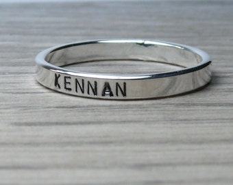 Custom name ring band ring sterling silver personalized ring name rings stackable name ring mothers ring baby name ring date ring