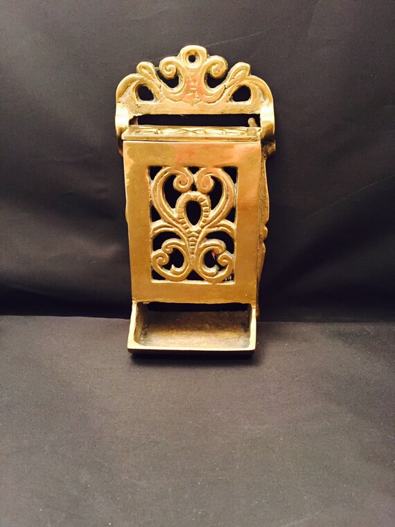 Wall Mount Brass Match Holder Match Safe Kitchen Cabin Decor