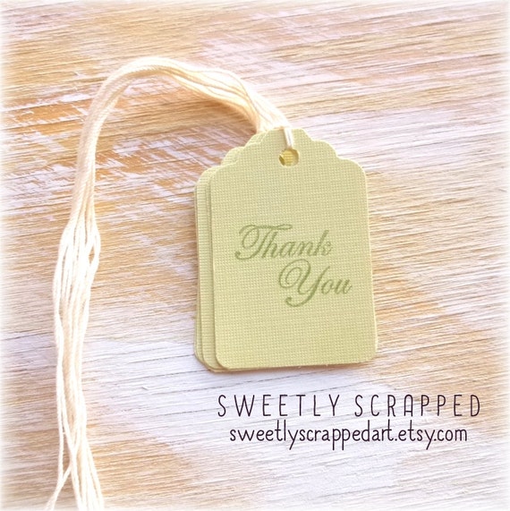 THANK YOU Tags ... Light sage, Elegant, Script Letters, Green, Dollar, Mystery Sale