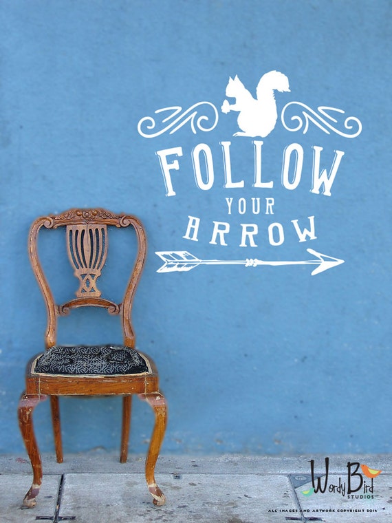 Follow your arrow wall decal hand lettered by wordybirdstudios