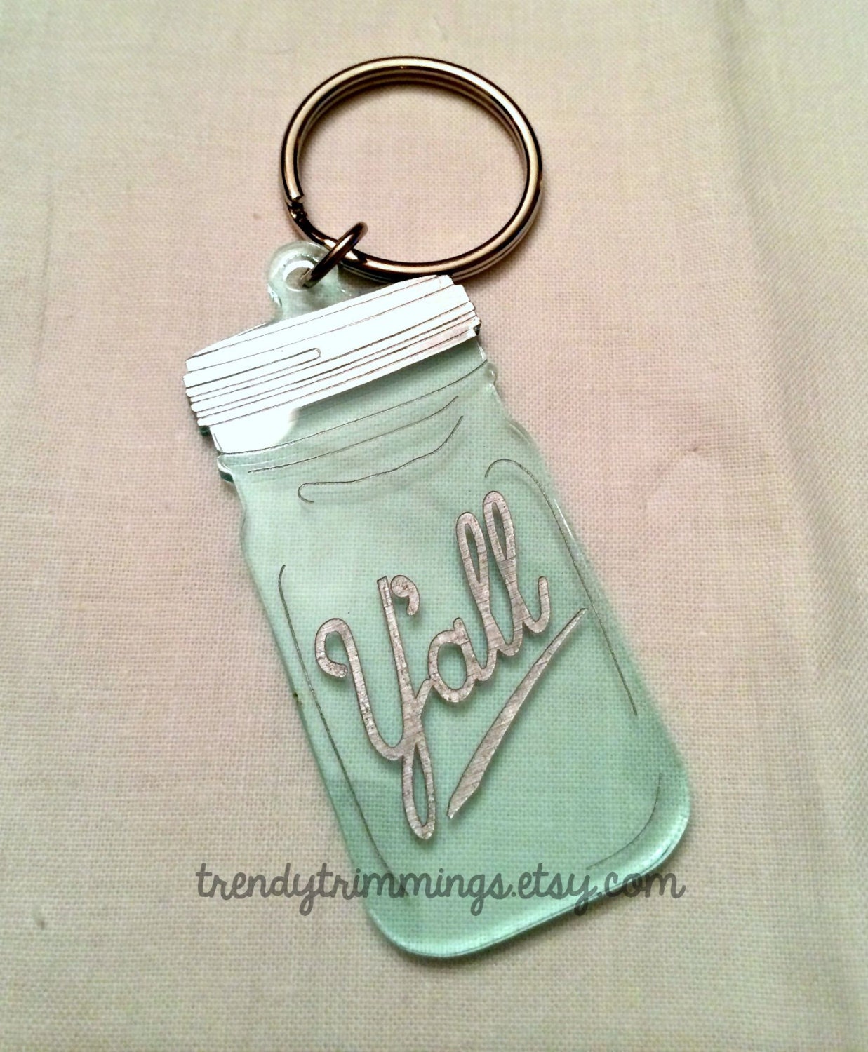 Surcee Jar™ Keychain Y'all Mason Jar Vintage by TrendyTrimmings