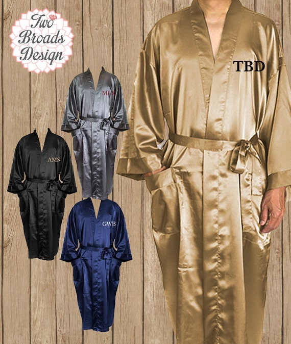 Monogrammed Mens Satin Robe Mens Robe Man Robe Groom Robe