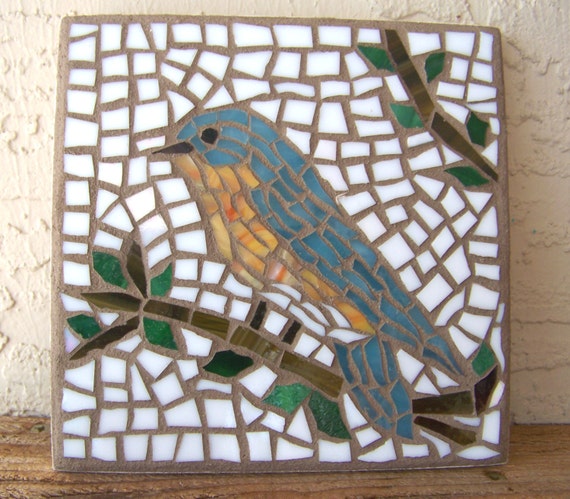 Mosaic Bird Wall Art Bird Wall Decor Bird Wall Hanging Blue