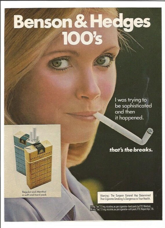 1977 Advertisement Benson and Hedges 100s Broken by fromjanet