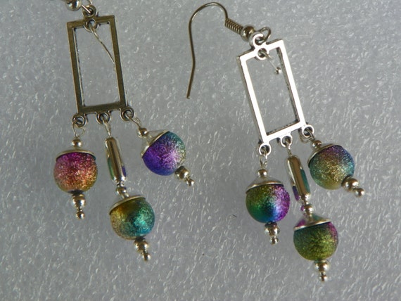 Multi-colored earrings silver earrings by CathysCreationsPlus