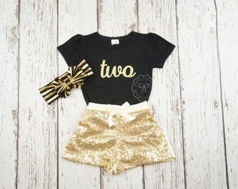 Black and Gold first birthday outfit- Glitter gold birthday shirt- Gold Girls Birthday outfit- Glitter gold bodysuit- 2nd birthday outfit