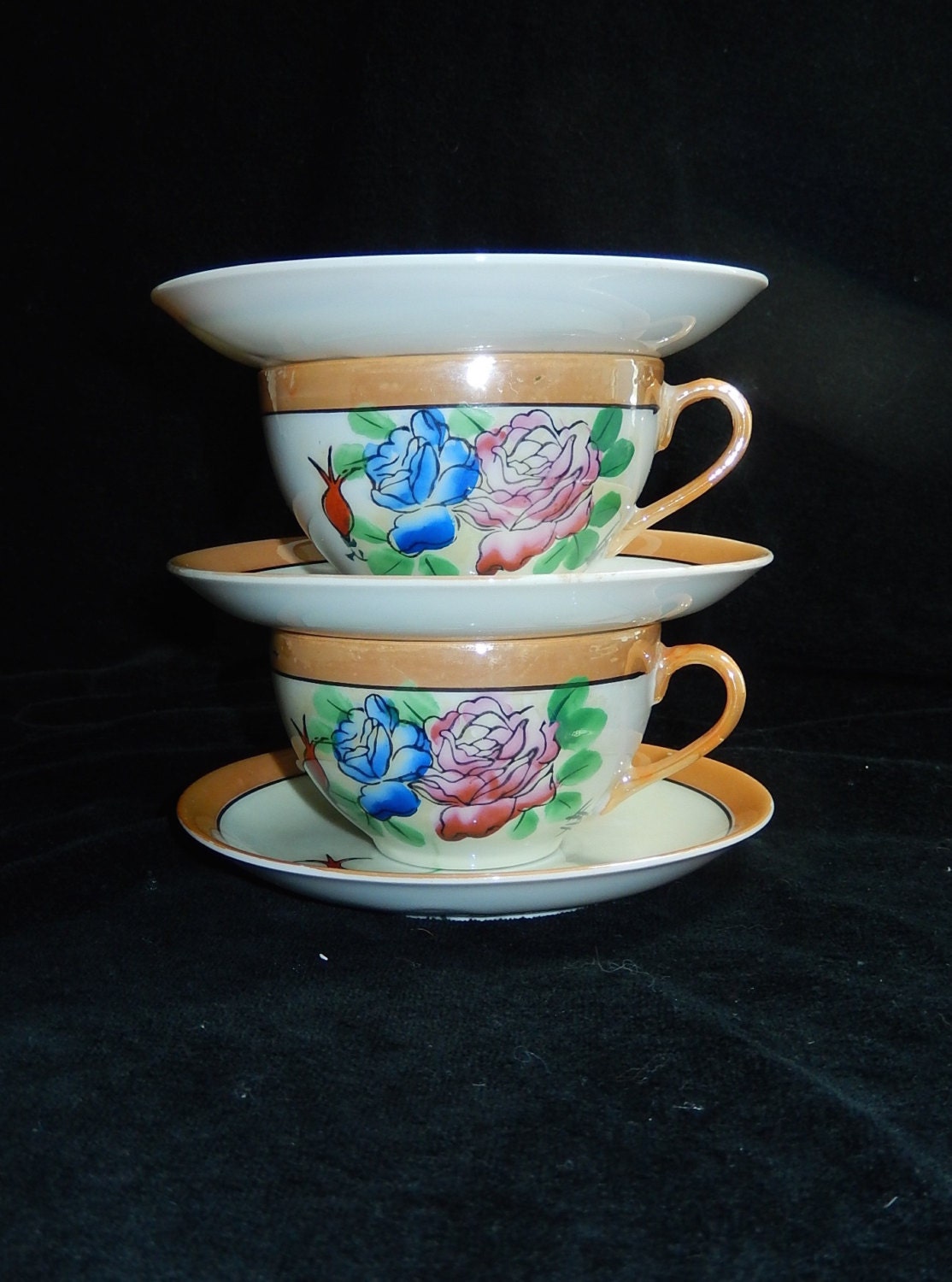 Bone China 3 Tea Cups & 3 Saucers Vintage Tea Party Demitasse