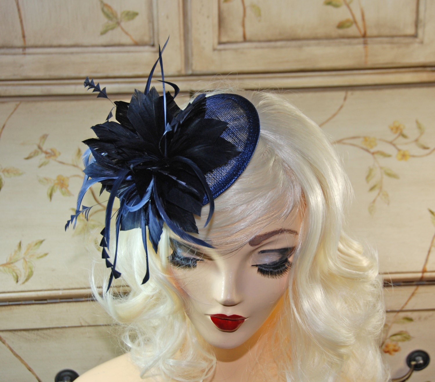 Navy Blue Fascinator Mini Fascinator Hat Kentucky Derby