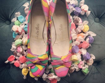 Vintage 1960's Multicolored De Liso Debs Heels Size 7.5