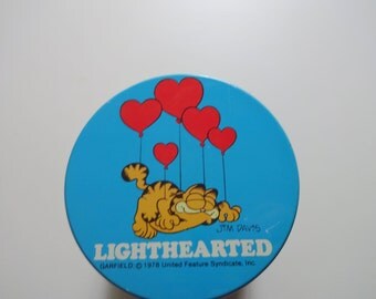 Vintage Garfield Lighthearted Metal Tin 1980s