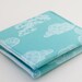 Organic Square Business Card Case, Oversized Card Case, Canvas, Teal Clouds