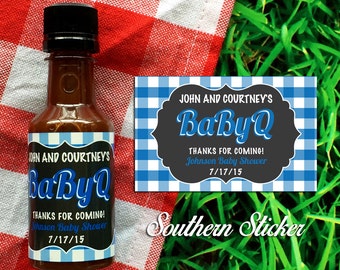 BabyQ Custom Barbecue Sauce Favors Personalized BBQ Labels & Empty 50 mL Bottles Baby Shower Favors BBQ Cookout Baby Q BabyQ Sauce SS-1034