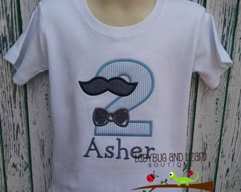 Birthday Mustache and Bow Tie Top Size 12M-18M, 2T-5T, 6