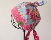 Little Girl REVERSIBLE Kerchief Summer Hat Bandana Headband Headscarf bib Garden Scarf Head Wrap
