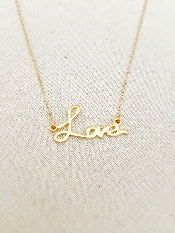 Gold LOVE Script Necklace14k Gold Filled