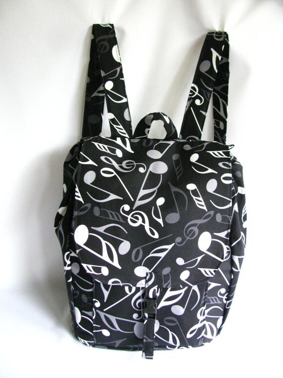 Large backpack Music note cotton canvas