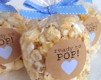 Ready to Pop stickers - 20 - 2 inch circle stickers - baby shower envelope seals