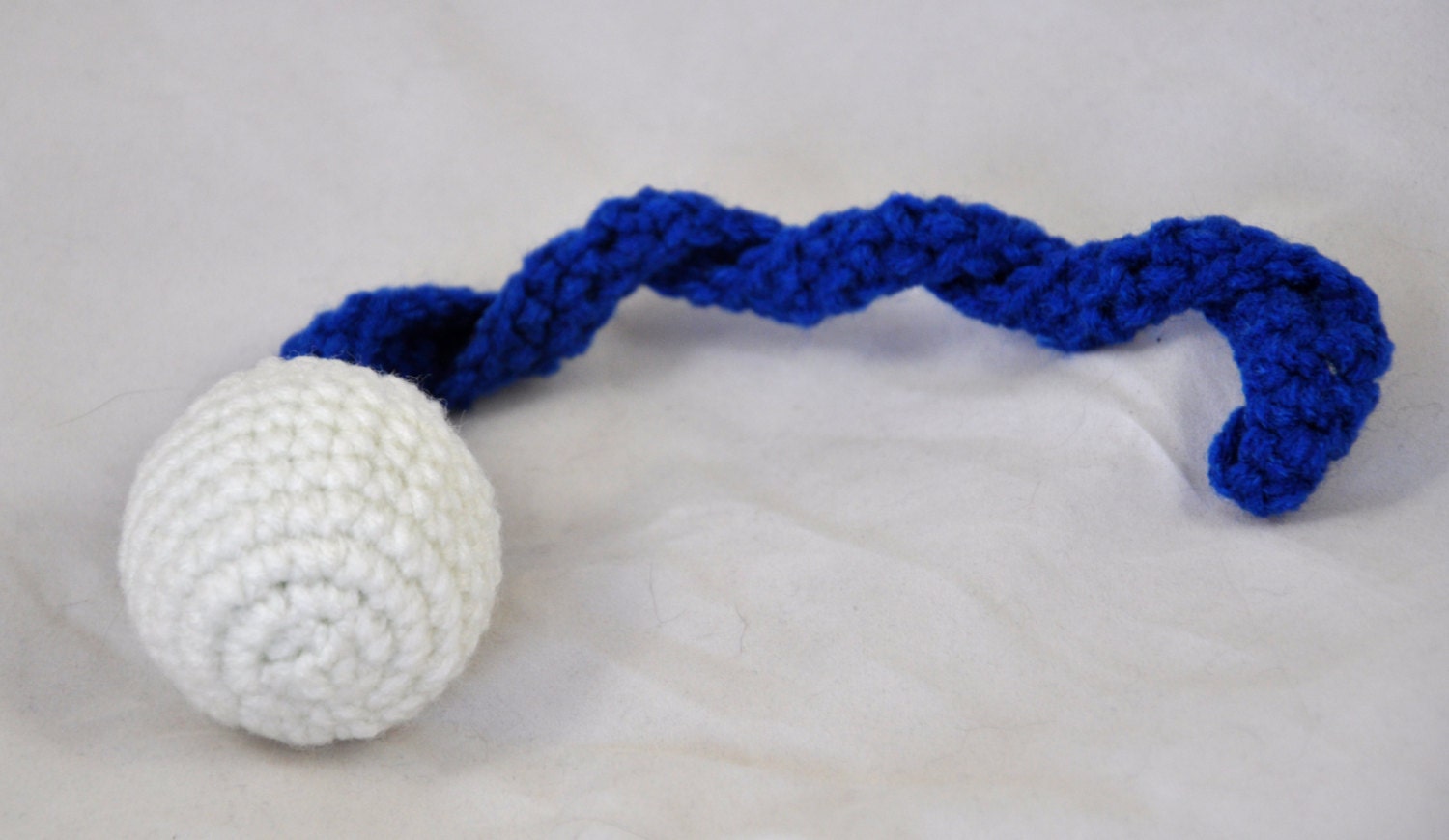 Blue & White Team Colors Crochet Cat Toy Jingle Ball Snake