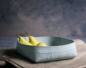 Ceramic Serving Bowl , Fruit Bowl , light blue Bowl , Geometric Pattern salad Bowl