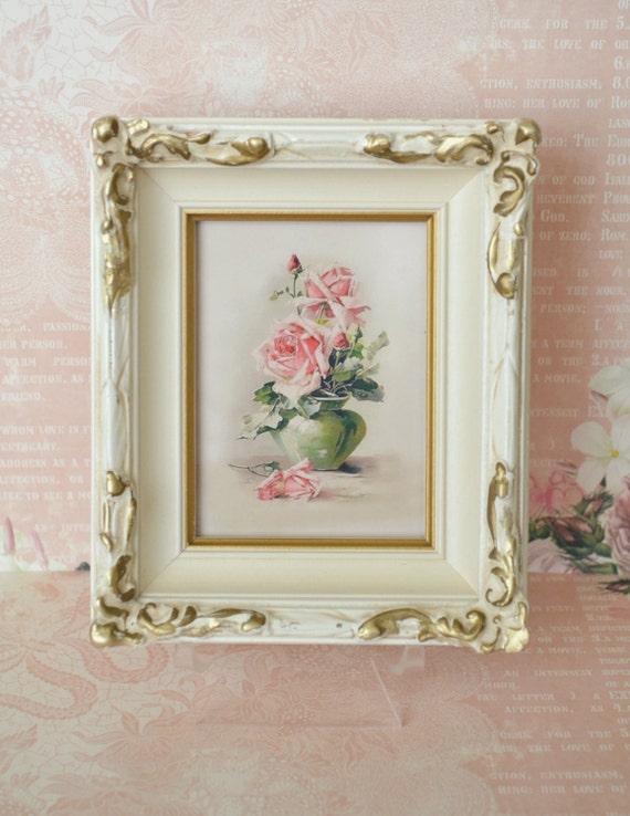 Beautiful Antique Cream Picture Frame with Floral