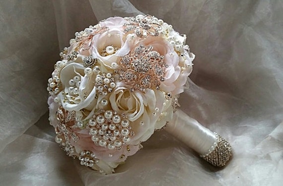 ROSE GOLD Brooch Bouquet Deposit for Custom by Elegantweddingdecor