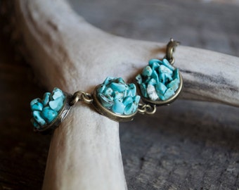 Turquoise bracelet, turquoise mineral bracelet, boho bracelet, turquoise jewelry, delicate bracelet, summer boho bride, bohemian wedding