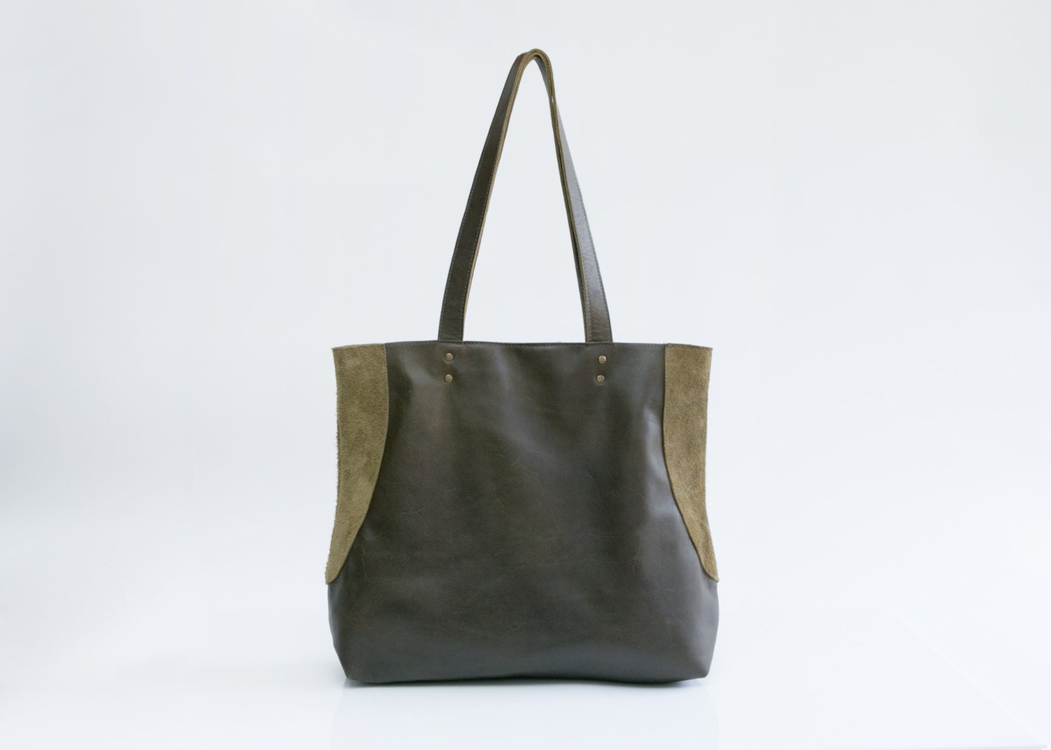 Green Leather Tote Bag Soft Leather Bag Tote Bag by maykobags