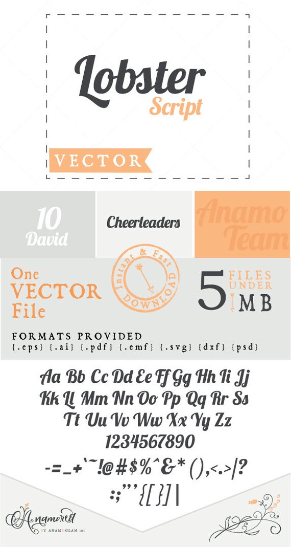 Lobster Script VECTOR Alphabet/Font Design/ Instant by Anamored