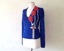 cobalt blue cardigan sweaters for sale