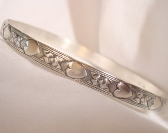 Silver Bangle Bracelet - Sterling - Antique/Vintage Design
