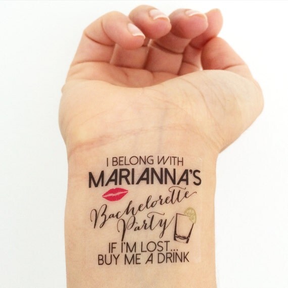 15 Custom Bachelorette Party Temporary Tattoos