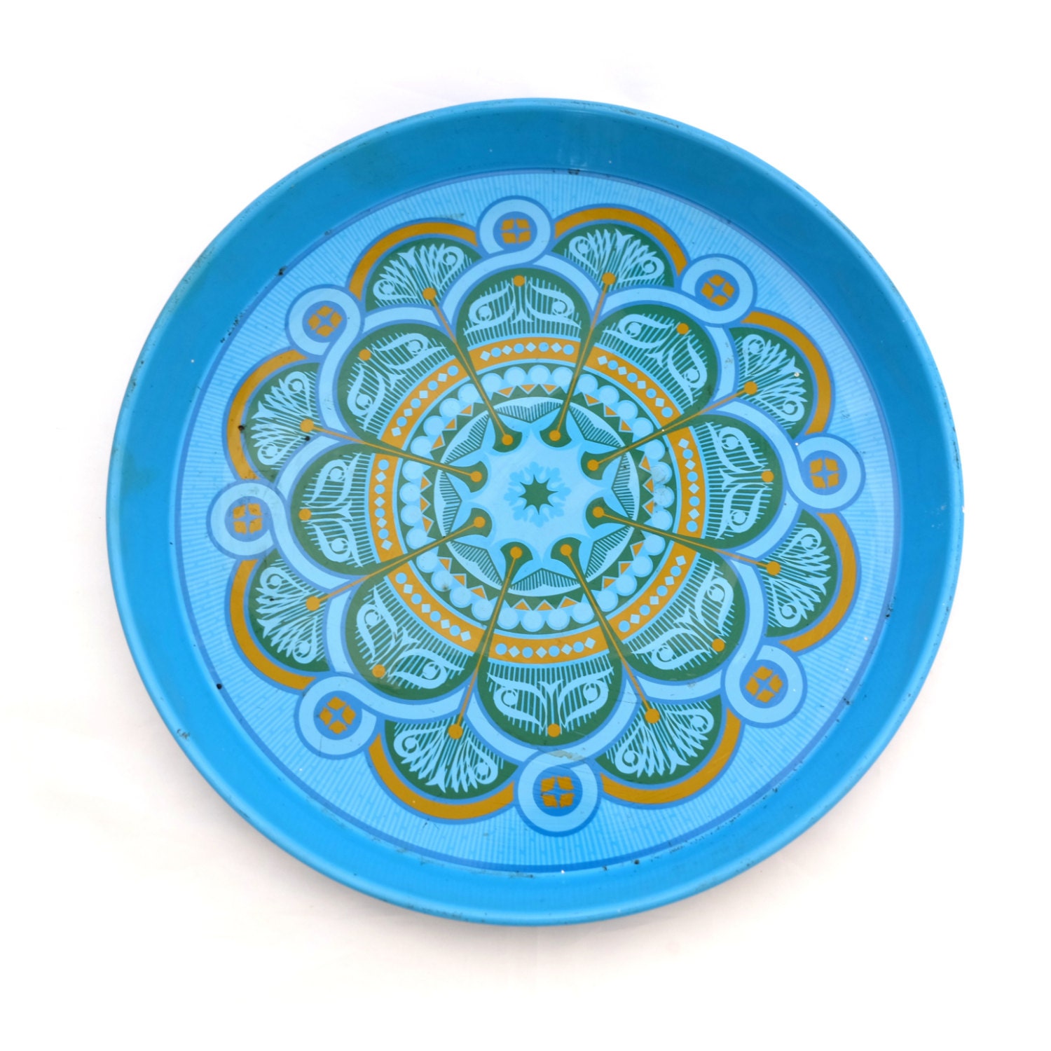 Worcester Ware Tray, Vintage Tray, Retro Blue Drinks Tray, Round Pat