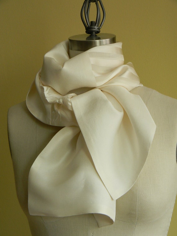 One Of A Kind Scarf Off White Silk Scarf Silk Chiffon Silk Dupioni,Ivory Scarf,Spring Scarf, Summer Scarf, Mothers Day Gift