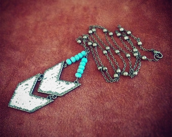 Lacey // Chevron Necklace // Boho Necklace // Turquoise Necklace // Bohemian // Tribal Necklace // Gypsy // Lace Necklace // Hippie