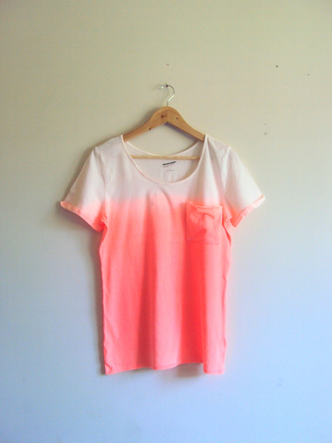 Tie Dye Ombre Neon Orange T-Shirt Beachwear Hand by GrahamsBazaar