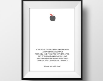 Apple - George Bernard Shaw Quote Poster A4 - Quality Art Print