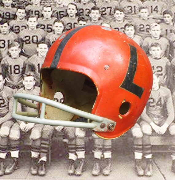 Vintage L Football Helmet 1960's by JamesRoadVintage on Etsy
