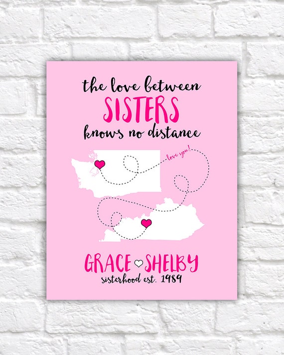 Gift For Sister Long Distance Quote Sisters By WanderingFables