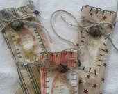 3 Miniature Prim Stockings, Christmas Gift Holders, Ornaments
