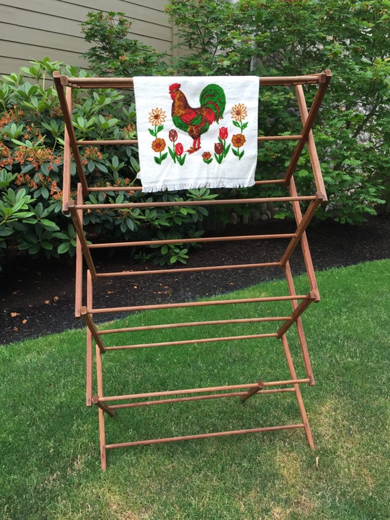 Vintage Large Wooden Clothes Rack Collapsible Wood Clothes