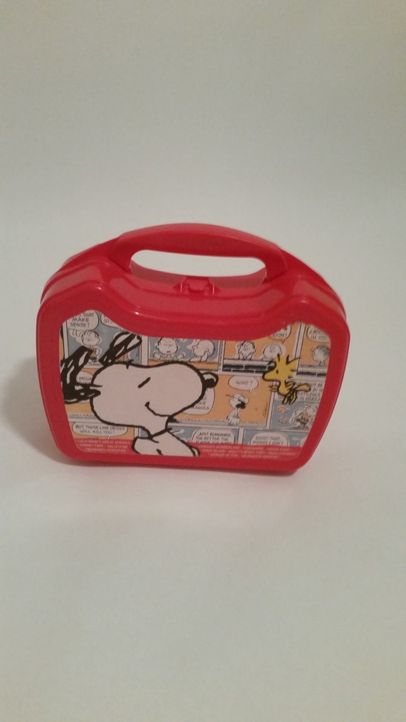 red plastic peanuts snoopy lunch box by culturevulturevntg on Etsy