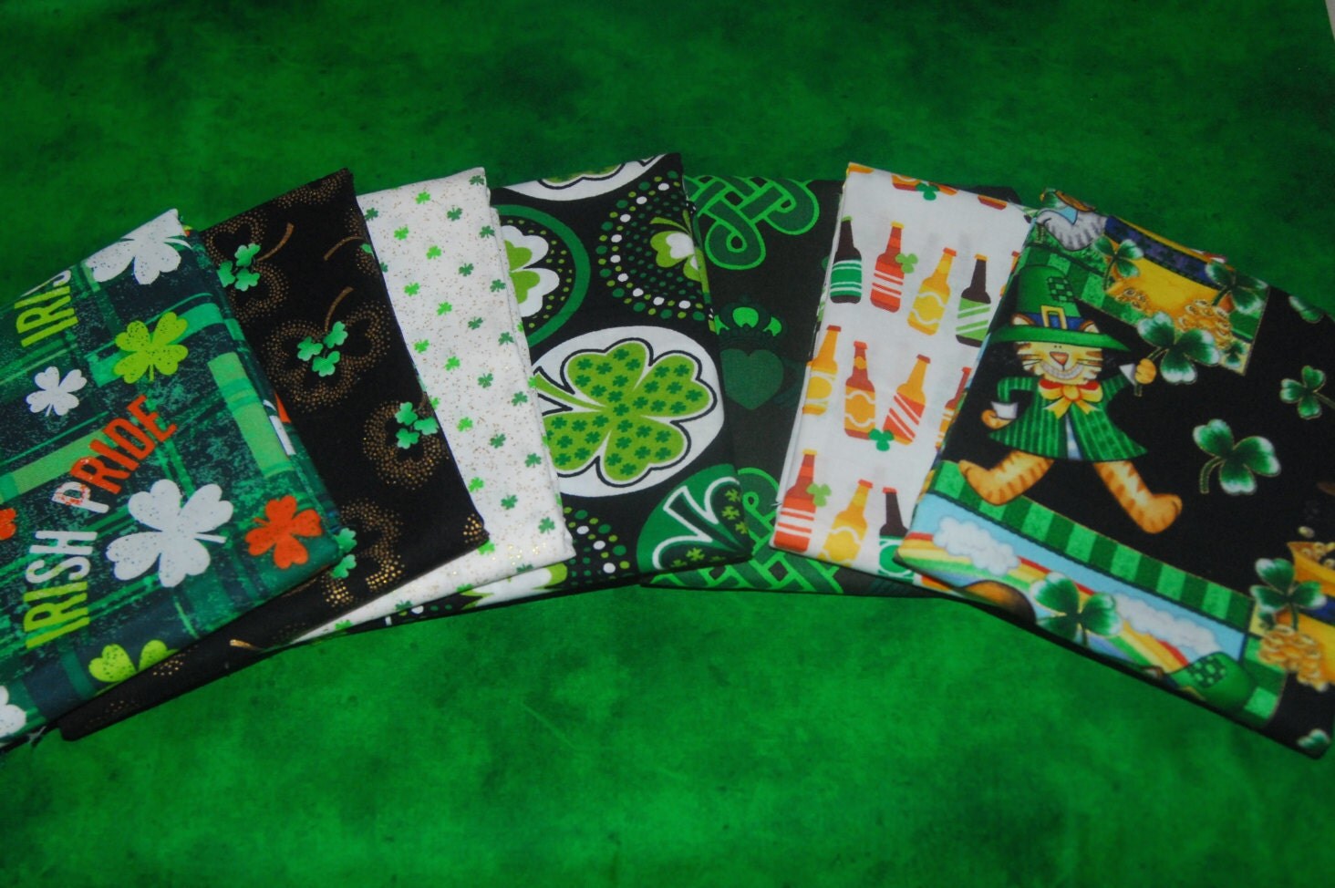 SALE 15 Irish and St. Patricks Day Fabric Novelty 100 Percent