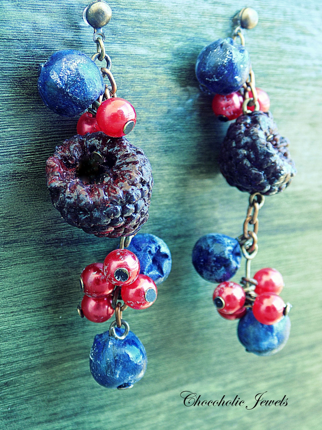 forest fruits dangle earrings Berries by Chocoholicjewels on Etsy