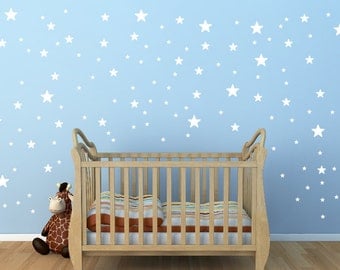 White Star Wall Decals,3size star decals for walls,135 pieces star wall decal, Nursery star wall decals, Removable star graphic sticker 109