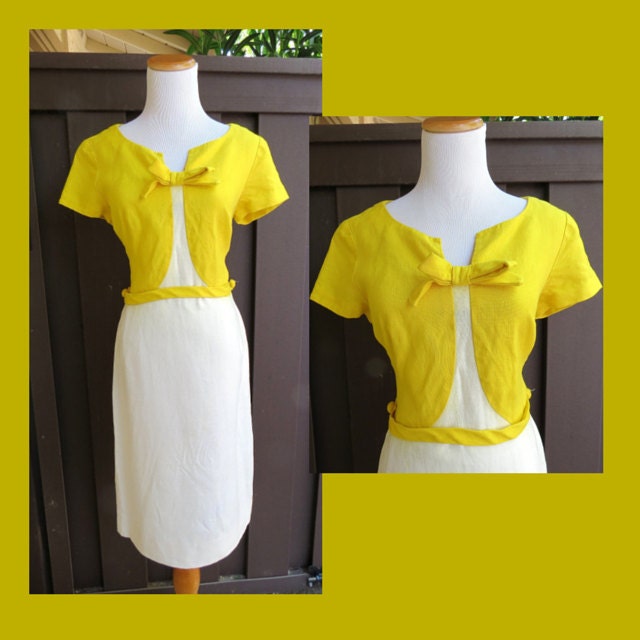 Mustard Yellow Dress / 50's Dress / Wiggle by GoodLuxeVintage