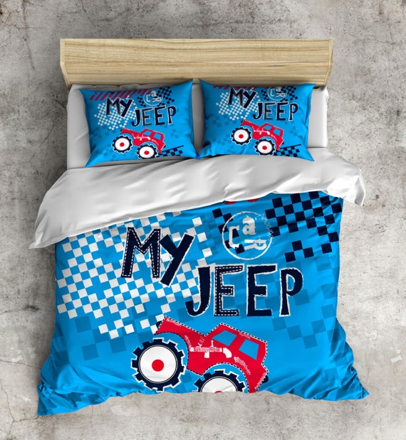 My 1st Big Boy Bed Set Red Jeep Car Design by InkandRags on Etsy