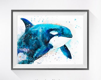 Original Watercolour Painting- Orca ,Orca art, animal illustration, animal watercolor, animals paintings, animals, portrait,