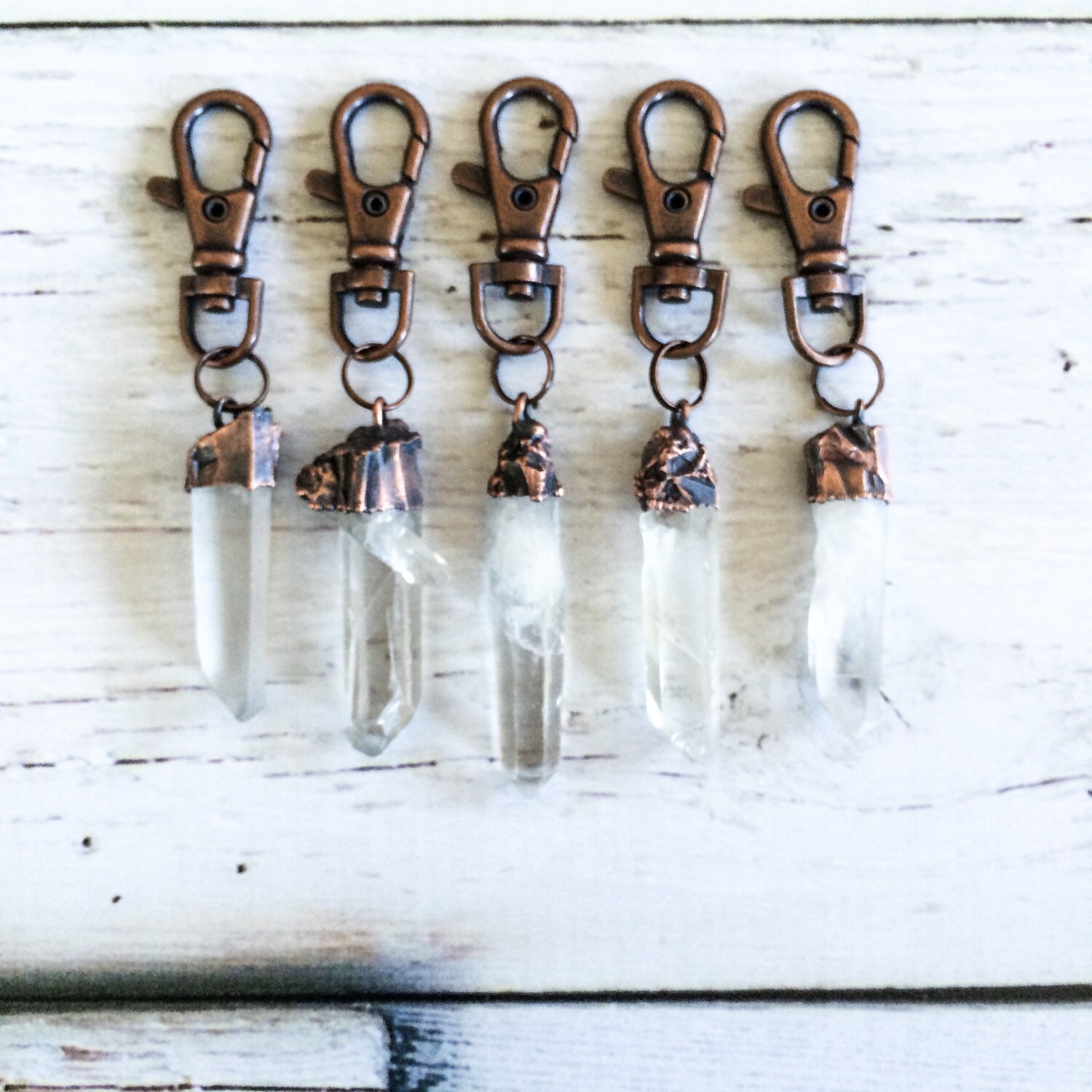 Quartz crystal keychain Raw crystal keychain Quartz