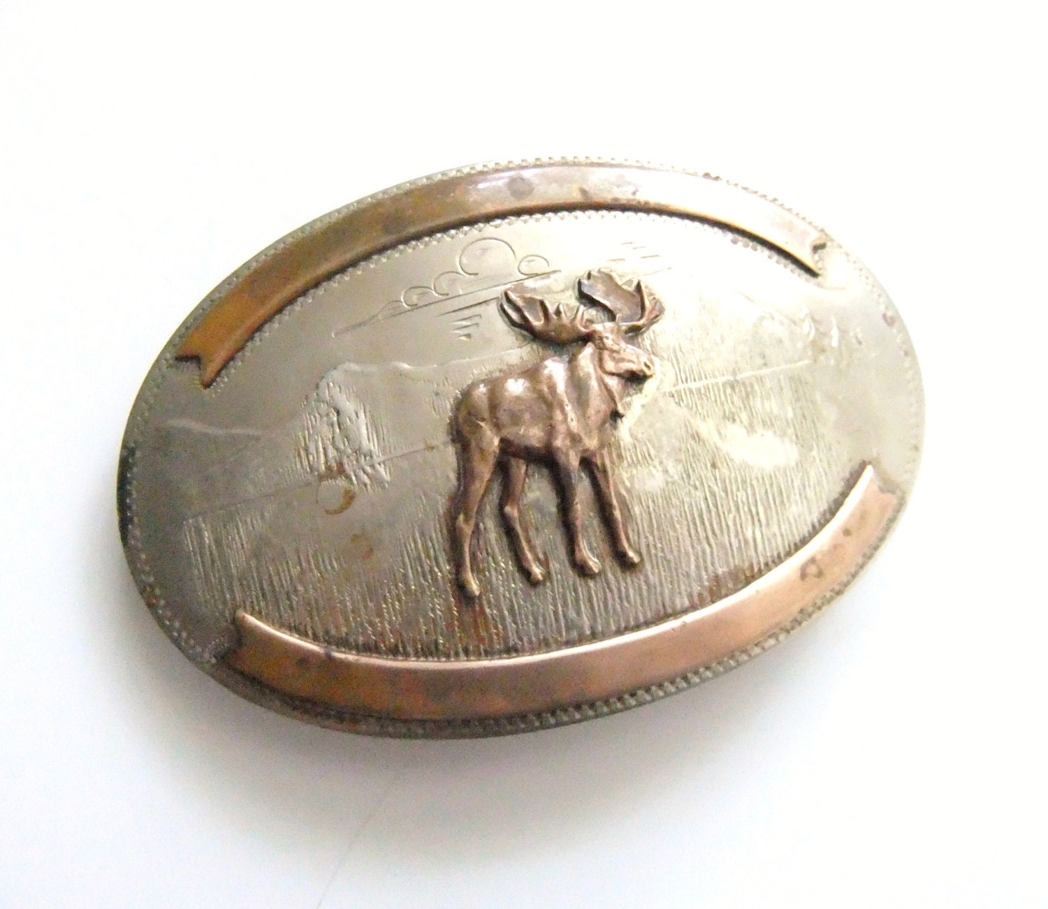 Moose Belt Buckle Comstock German Silver Vintage by VintageByJade